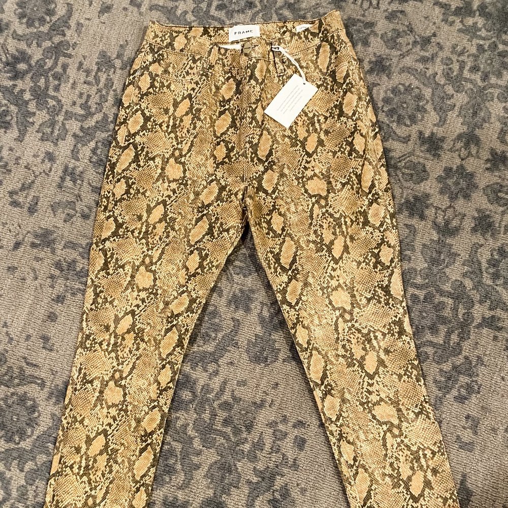 NWT Le High Skinny Crop Coated Python Jeans 28